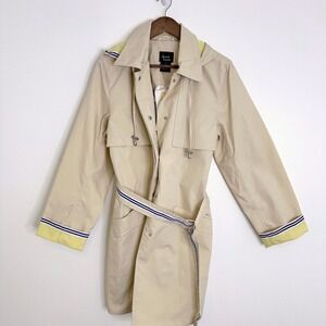 Dennis Basso‎ Hooded Trench Coat Khaki Size M